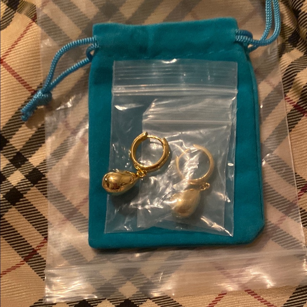 NWOT Gold Hoop With Tear Drop Earrings